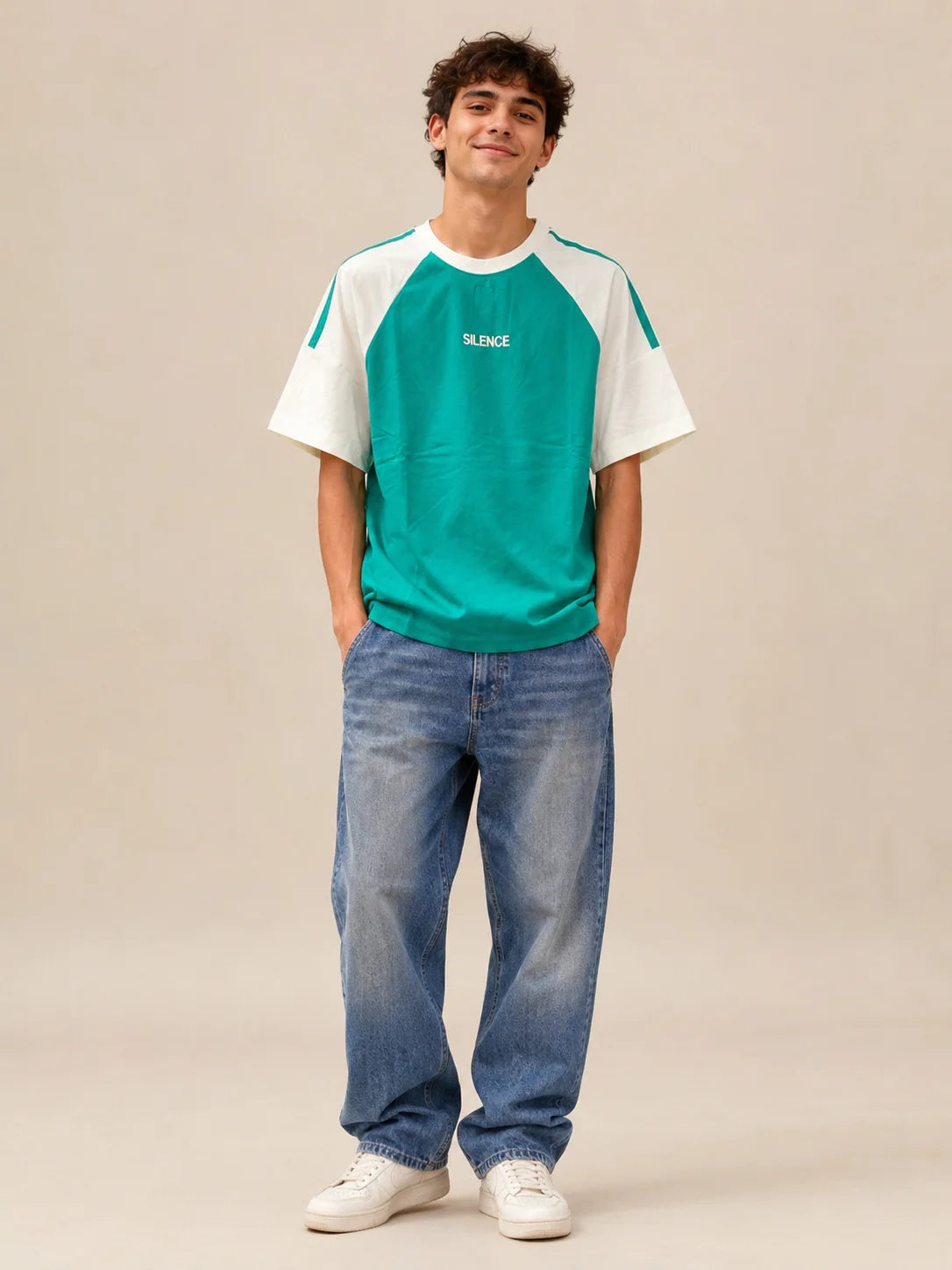 Heritage Raglan Three stripes  Block-Panel Tee
