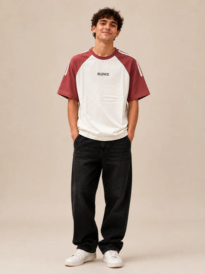 Heritage Raglan Three stripes  Block-Panel Tee