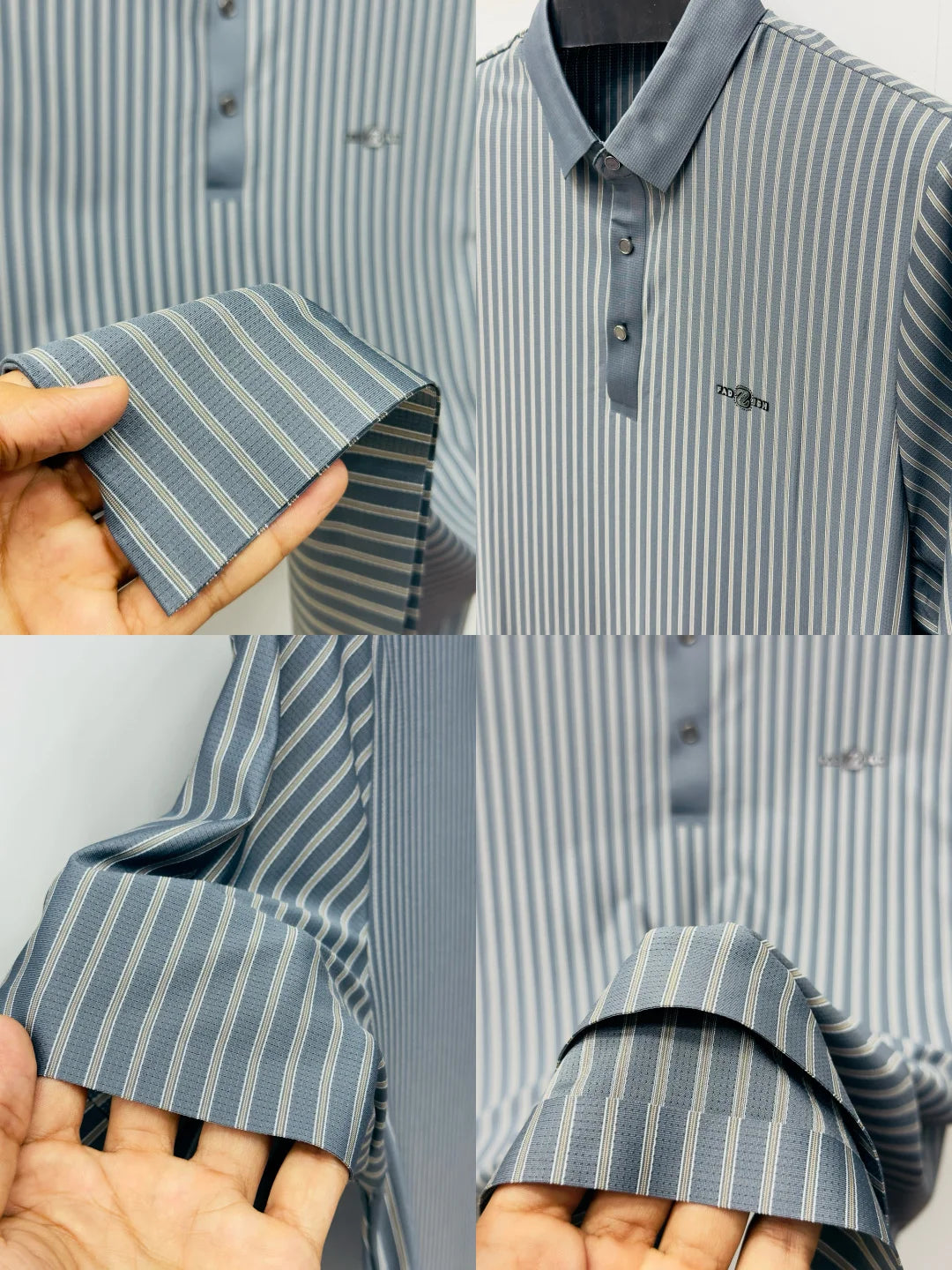 Premium Men’s Vertical Striped Performance Polo Shirt