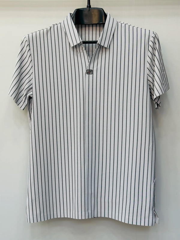 Men's High-Density Double Stripe Polo - Contemporary Tailored Fit