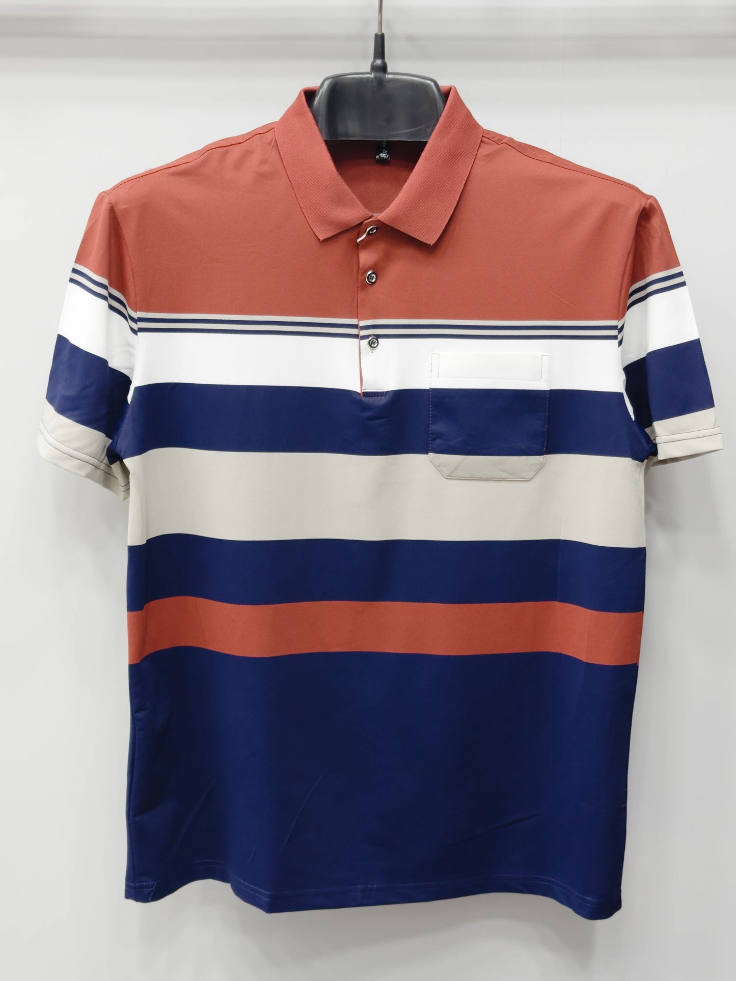 Men's Multi-Tone Color Block Striped Polo Shirt