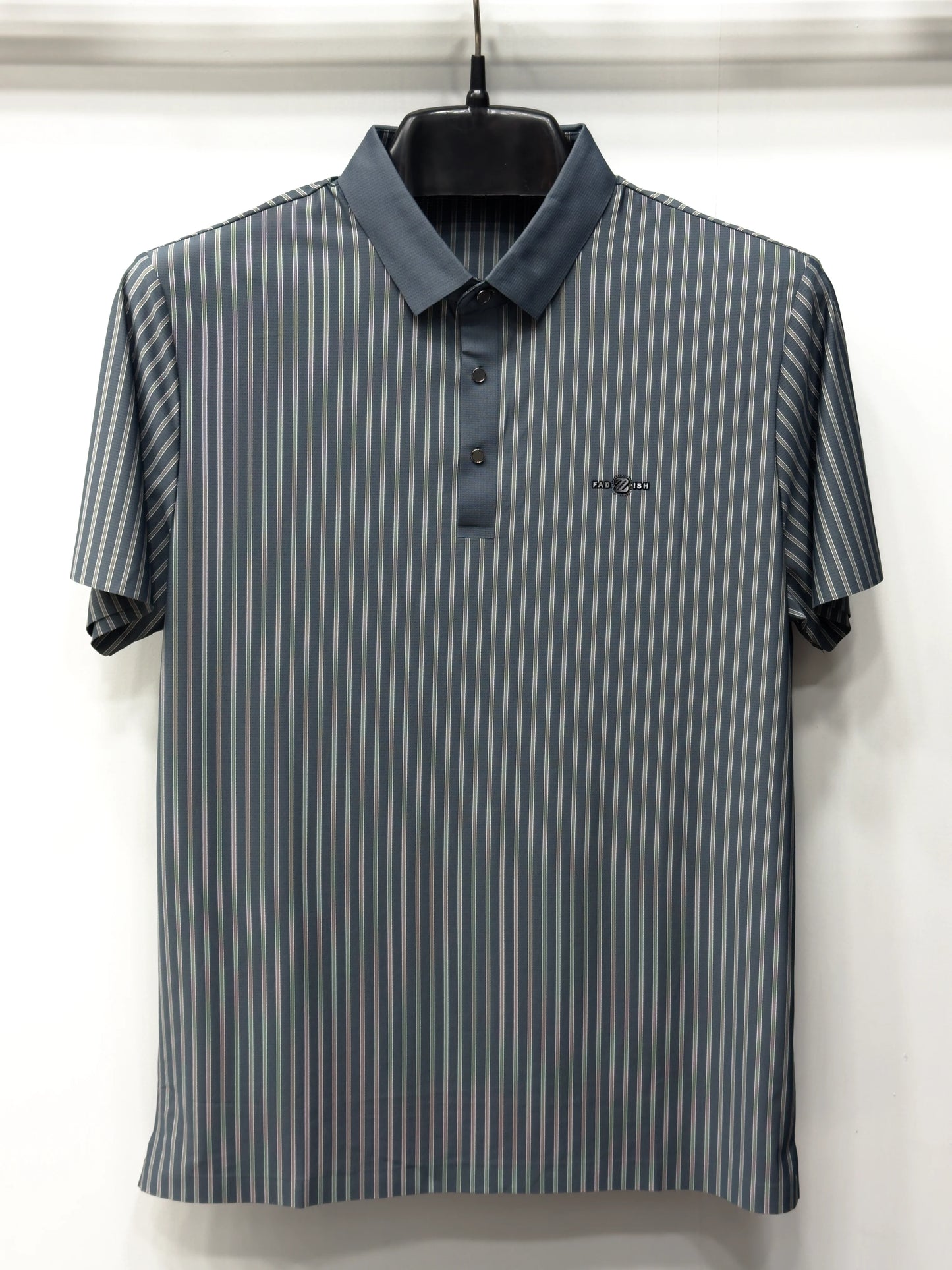 Premium Men’s Vertical Striped Performance Polo Shirt